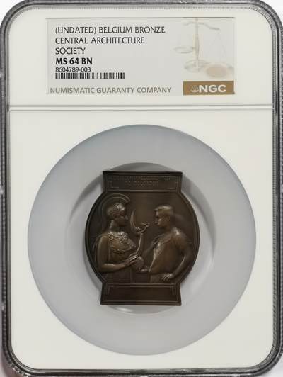 博洋堂“芳菲春韵”3月精品大拍专场暨第166期（全场包邮） - NGC MS64BN 比利时中央建筑协会纪念大铜章，独特的建筑轮廓造型