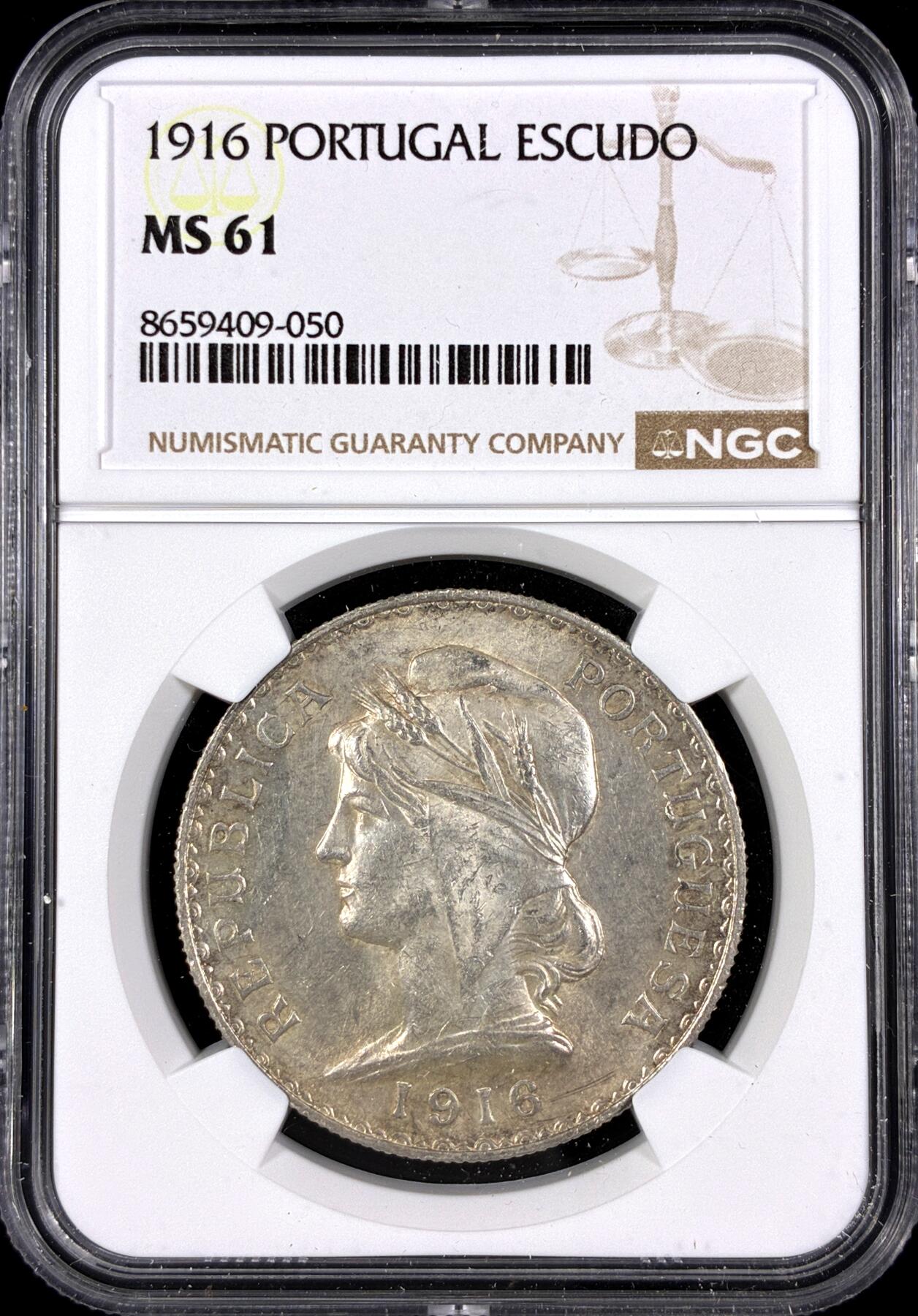 【雨安】【直播拍卖】【第0130期-评级币章】2026-03-28 周六 19:30 (金价981.33, 银价17.11) [评级欧洲] Portugal 葡萄牙 共和国 1埃斯库多 KM#0564 (1915-1916) 1916年  NGC-MS61