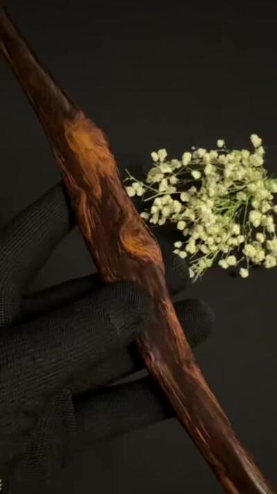 零元拍：NO.2海南黄花梨紫梨随形文玩把玩棍，尺寸约：31/1.6CM