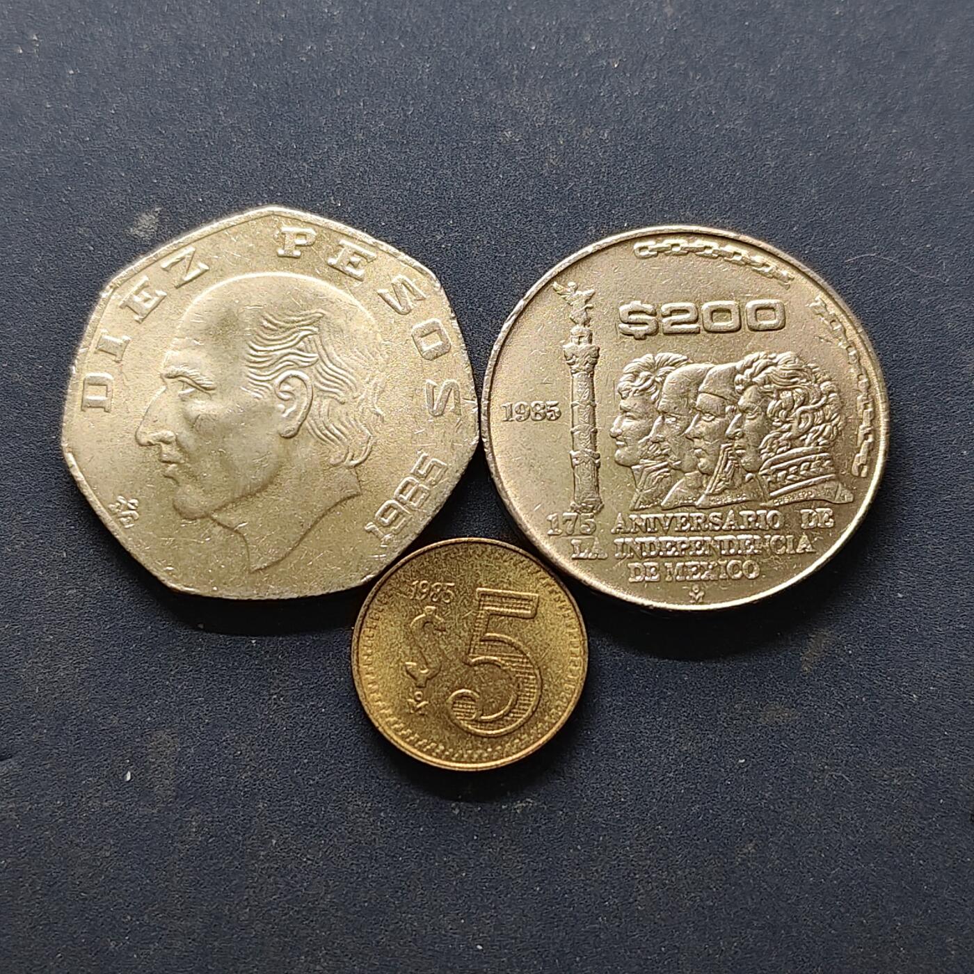 【全场包邮】纯粹捡漏拍514场 墨西哥1985年3枚一组-含独立175周年纪念币