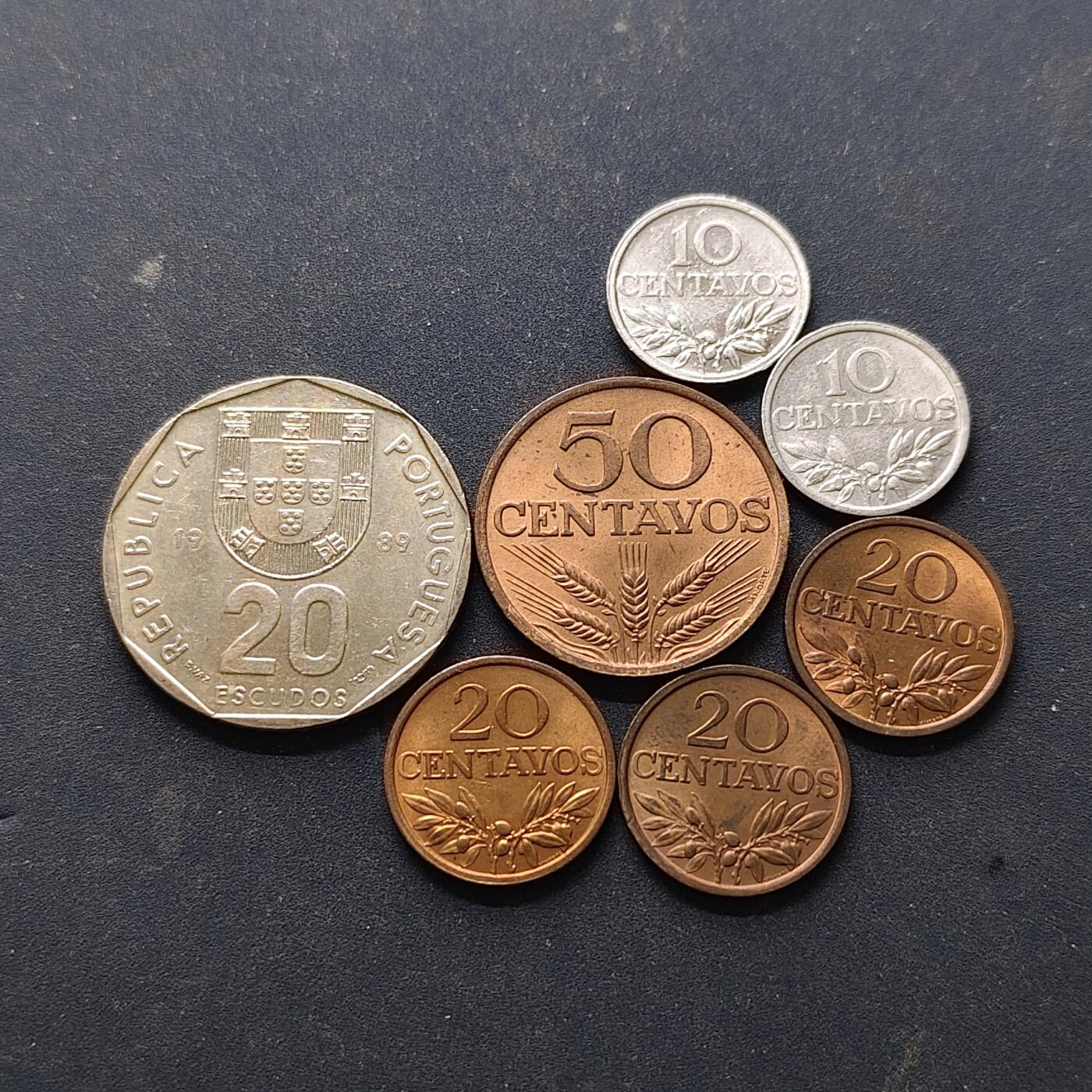 【全场包邮】纯粹捡漏拍514场 葡萄牙1970-1989年散币7枚一组