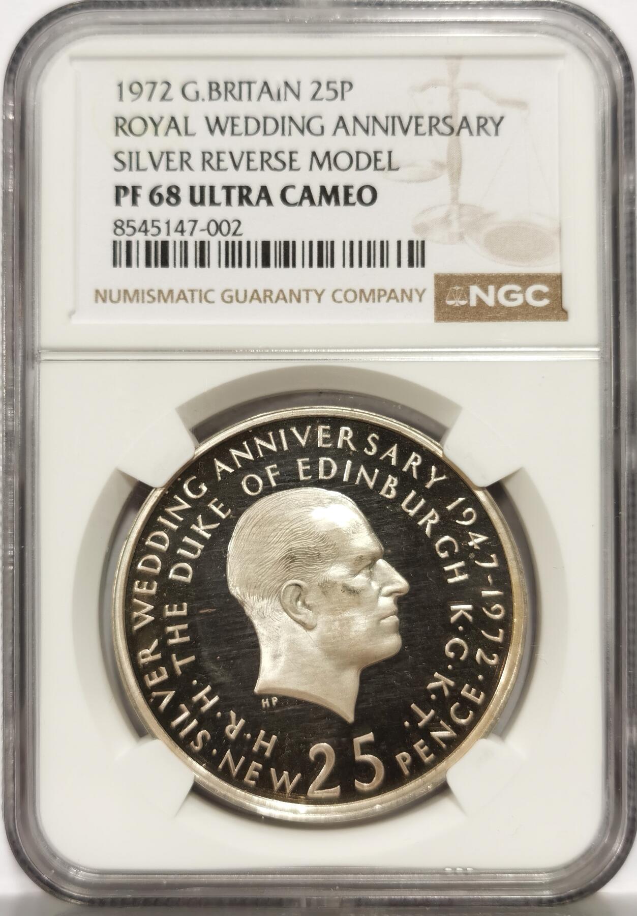 博洋堂“芳菲春韵”3月精品大拍专场暨第166期（全场包邮） NGC PF68UC 英国1972年伊丽莎白菲利普亲王25周年银婚精制样币 仅百枚左右的存世量 冠军分 罕见