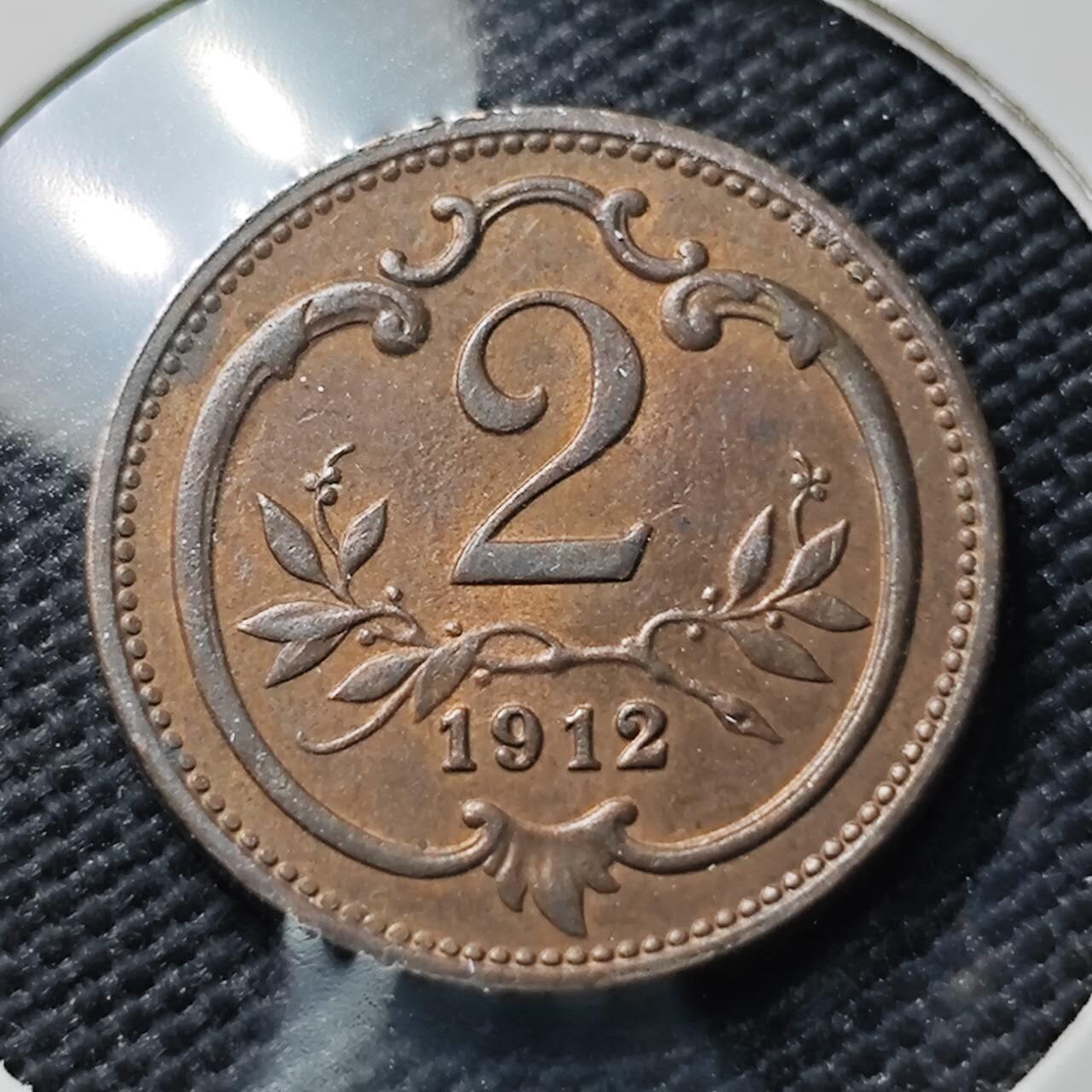 KK钱币收藏小铺  第406期 2月预留时间 周末发货  1912奥地利2格罗申铜币 好品