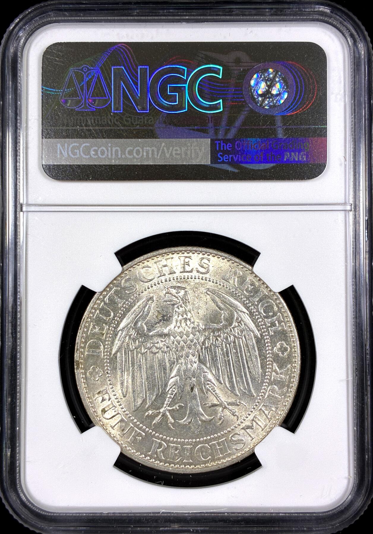 【雨安】【直播拍卖】【第0130期-评级币章】2026-03-28 周六 19:30 (金价981.33, 银价17.11) [评级德国] Germany 德国 魏玛 5马克 KM#66 梅森千年 1929年  NGC-MS62