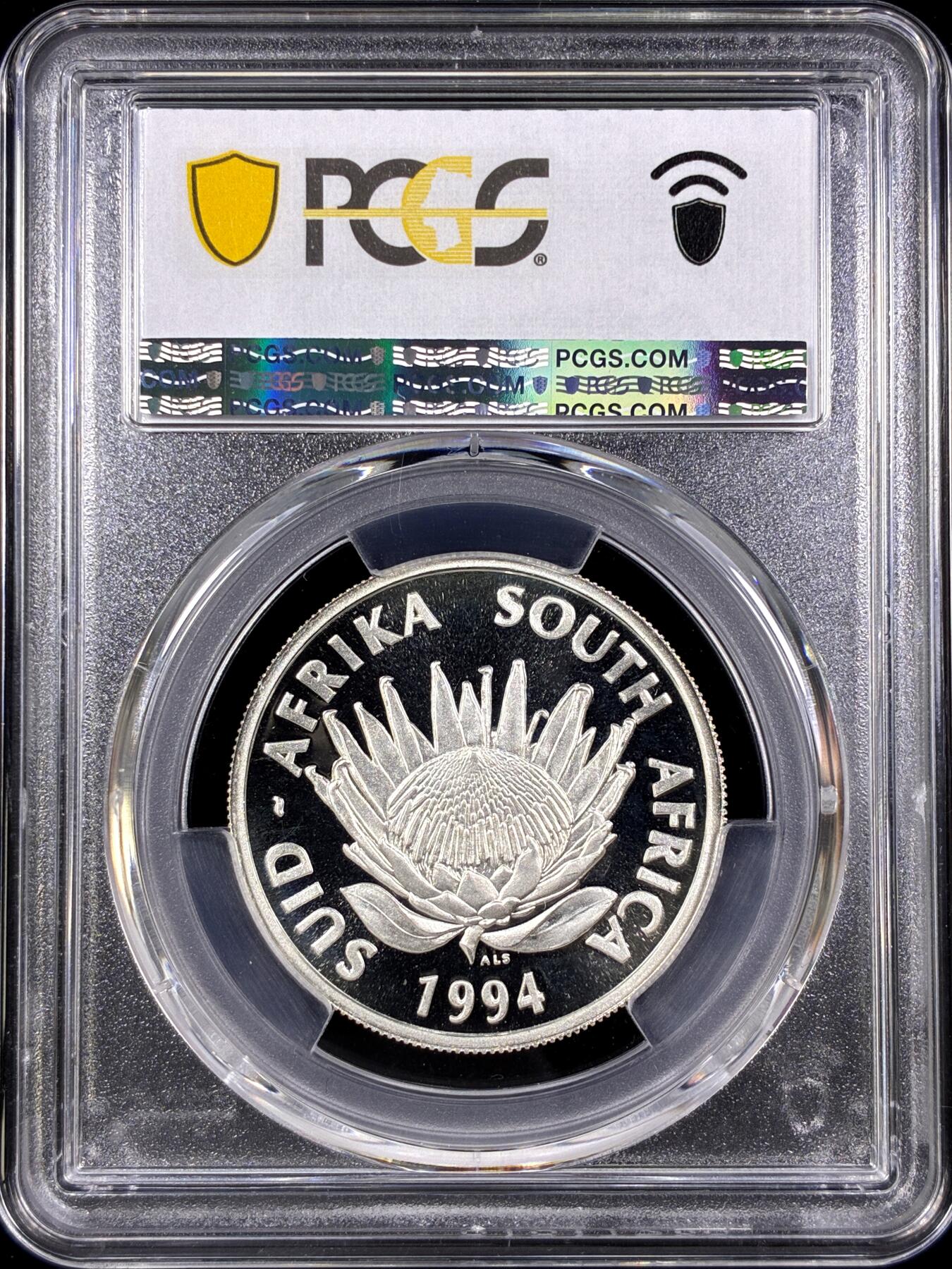 【雨安】【直播拍卖】【第0130期-评级币章】2026-03-28 周六 19:30 (金价981.33, 银价17.11) [评级现代] South Africa 南非 1兰特 1994年 保护动物 PCGS-PR68DCAM 精制币