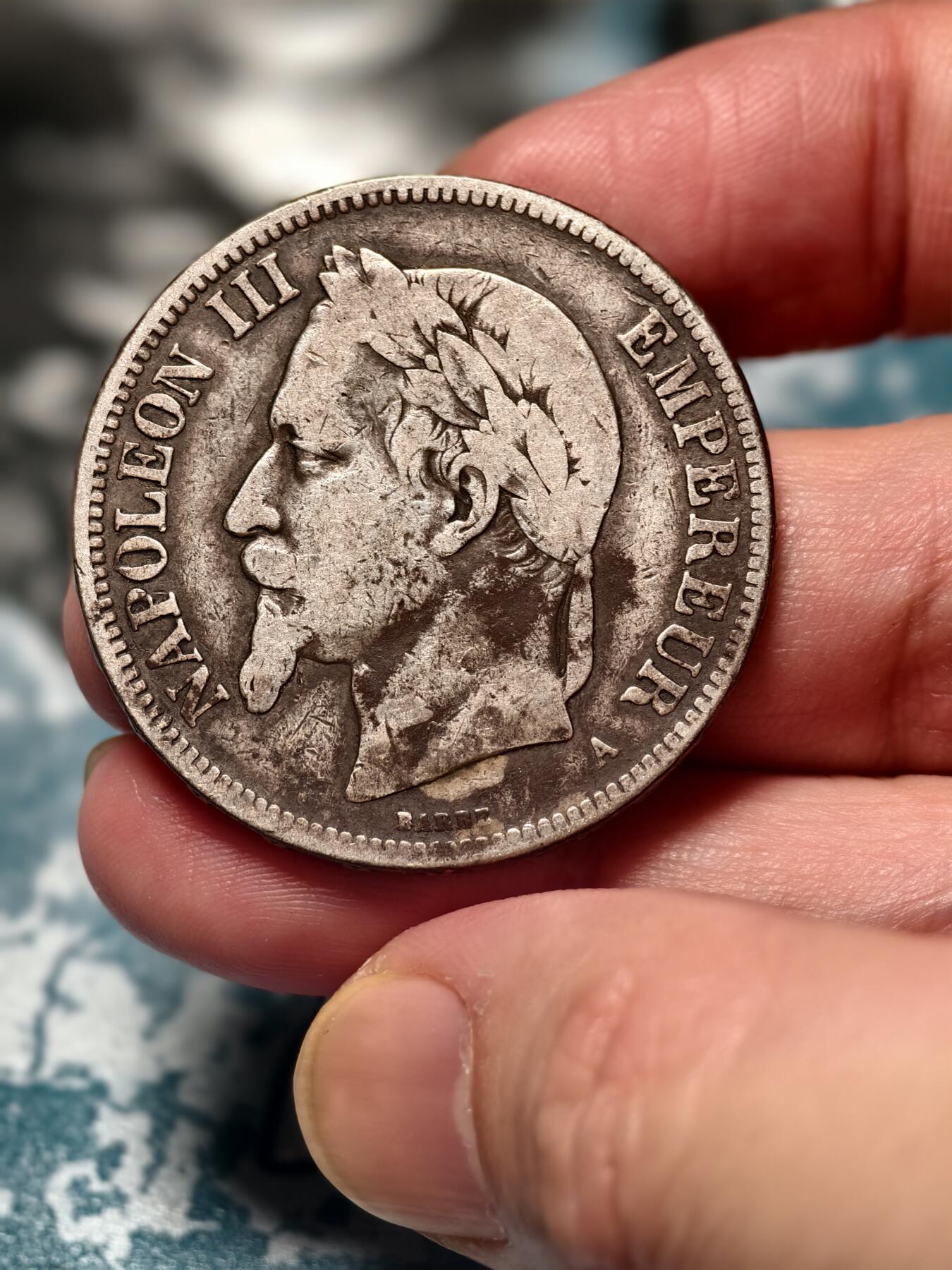 抚柳草堂-第十九期章牌钱币  奖章勋章限时免佣 满百包邮 放漏专场 1870法国拿破仑三世5法郎大银币 重24.4g 流通好品老包浆厚重