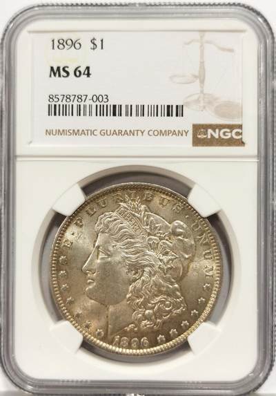 博洋堂“芳菲春韵”3月精品大拍专场暨第166期（全场包邮） - NGC MS64 美国1896年摩根1美圆银币 黄油彩