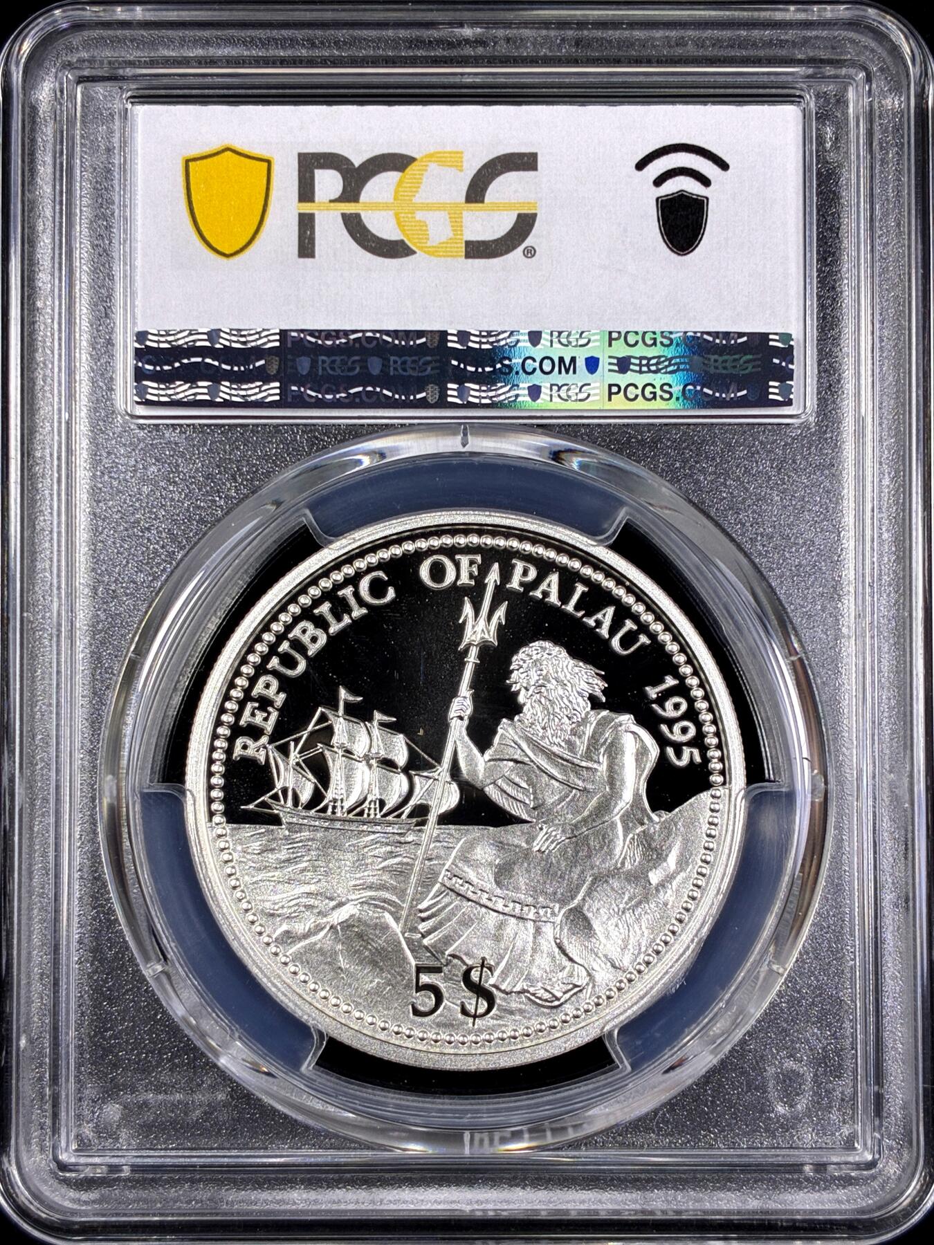 【雨安】【直播拍卖】【第0130期-评级币章】2026-03-28 周六 19:30 (金价981.33, 银价17.11) [评级现代] Palau 帕劳 5元 1995年 海马 PCGS-PR70DCAM 精制币
