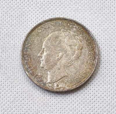 甄臻铺-世界币章拍卖（第56期），送拍享返佣金等优惠多多 - 1937 荷兰威廉敏娜 2.5盾，落日彩包浆，十分耀眼