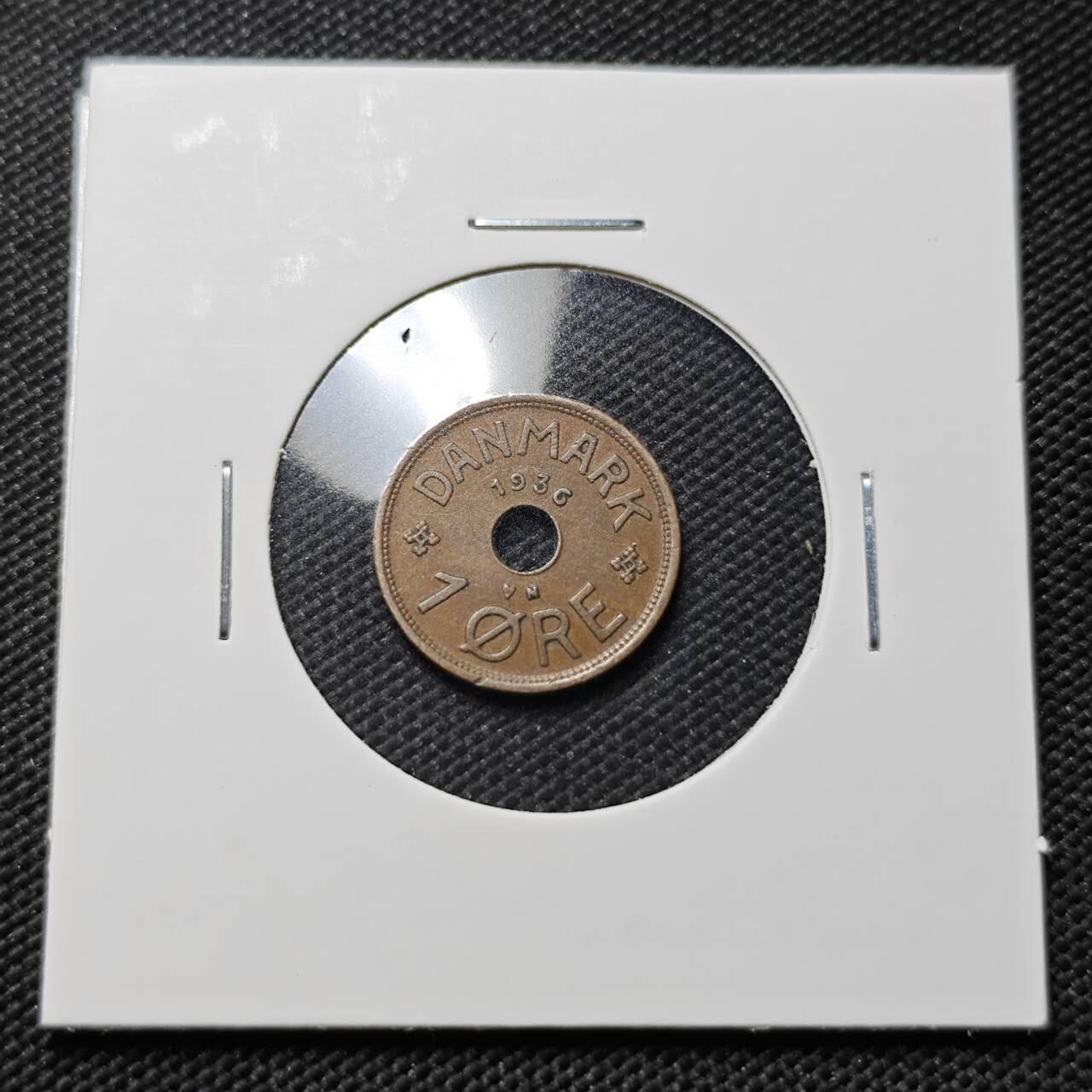 KK钱币收藏小铺  第406期 2月预留时间 周末发货  1936丹麦1欧尔铜币