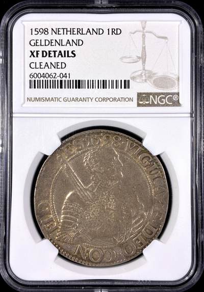 【雨安】【直播拍卖】【第0130期-评级币章】2026-03-28 周六 19:30 (金价981.33, 银价17.11) - [评级欧洲] Netherlands 荷兰 共和国 王子泰勒 海尔德兰省 1598年  NGC-XF 打制周正 16世纪罕见大银币 淡包浆非常漂亮