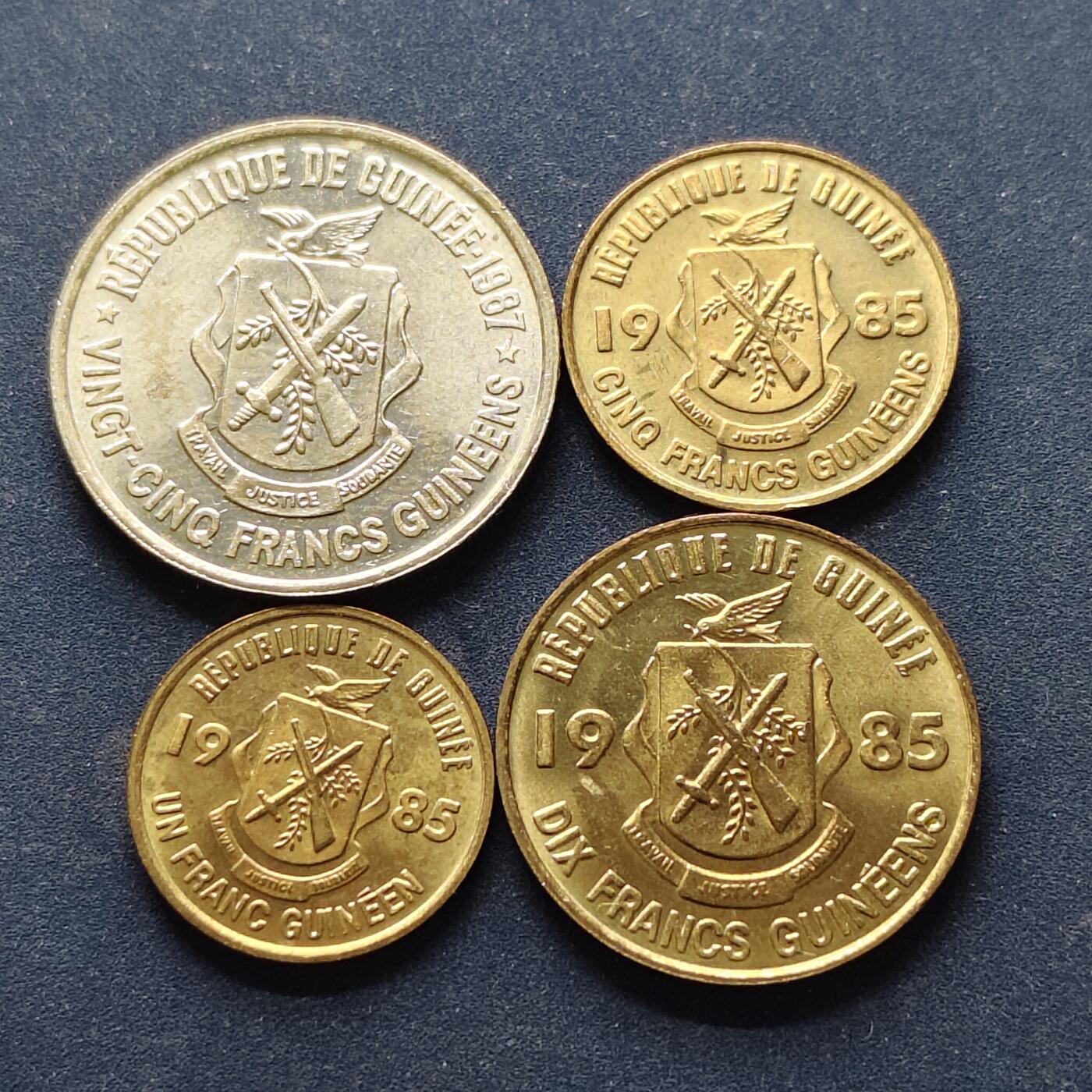 【全场包邮】纯粹捡漏拍514场 几内亚1985-1987年4枚套币
