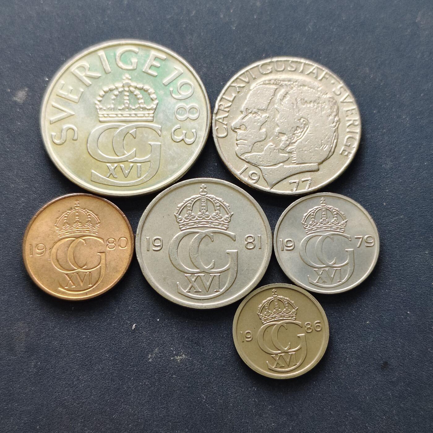 【全场包邮】纯粹捡漏拍514场 瑞典1977-1986年6枚套币