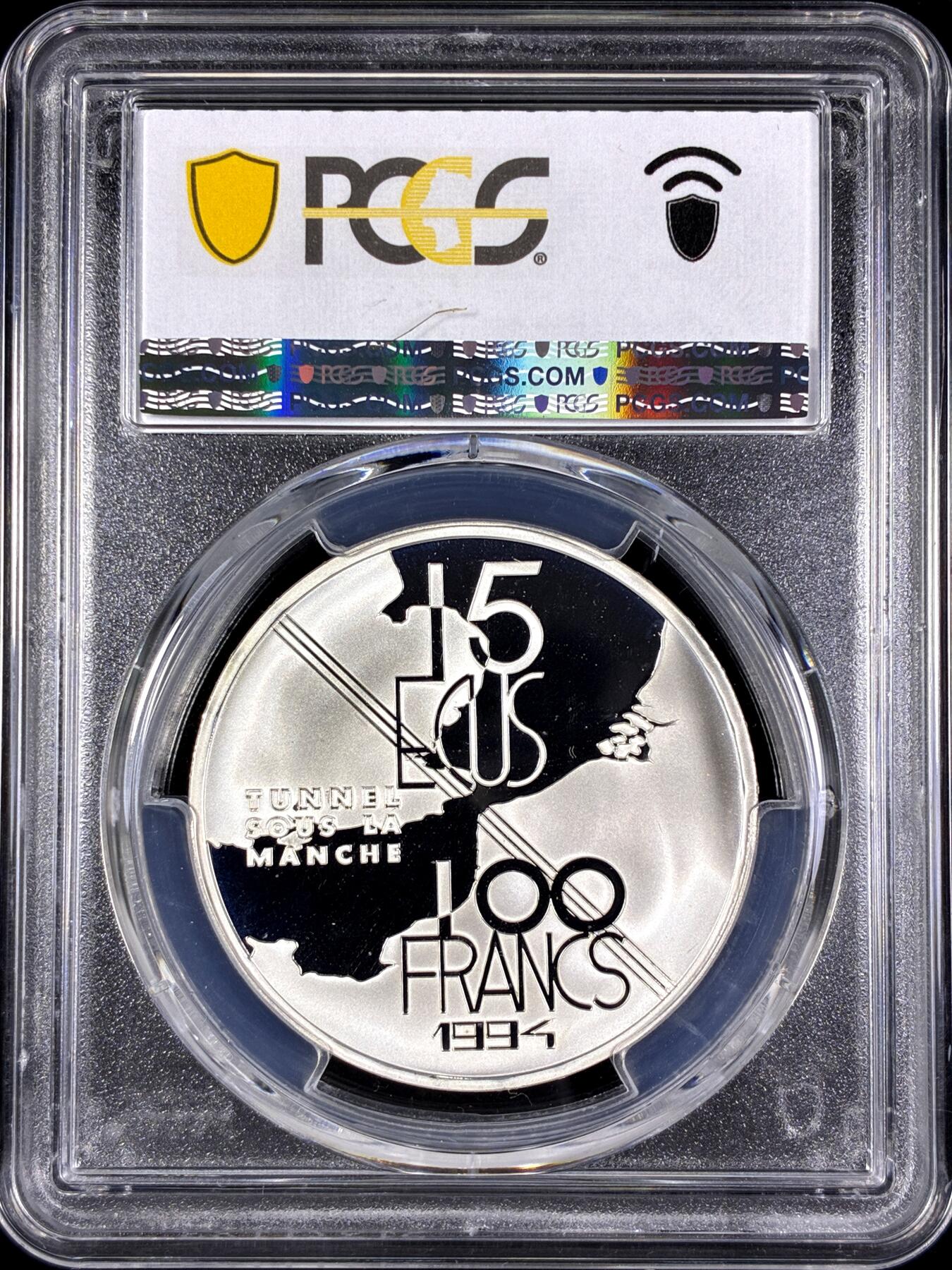 【雨安】【直播拍卖】【第0130期-评级币章】2026-03-28 周六 19:30 (金价981.33, 银价17.11) [评级现代] France 法国 100法郎 1994年 英法海底隧道 PCGS-PR69DCAM 精制币