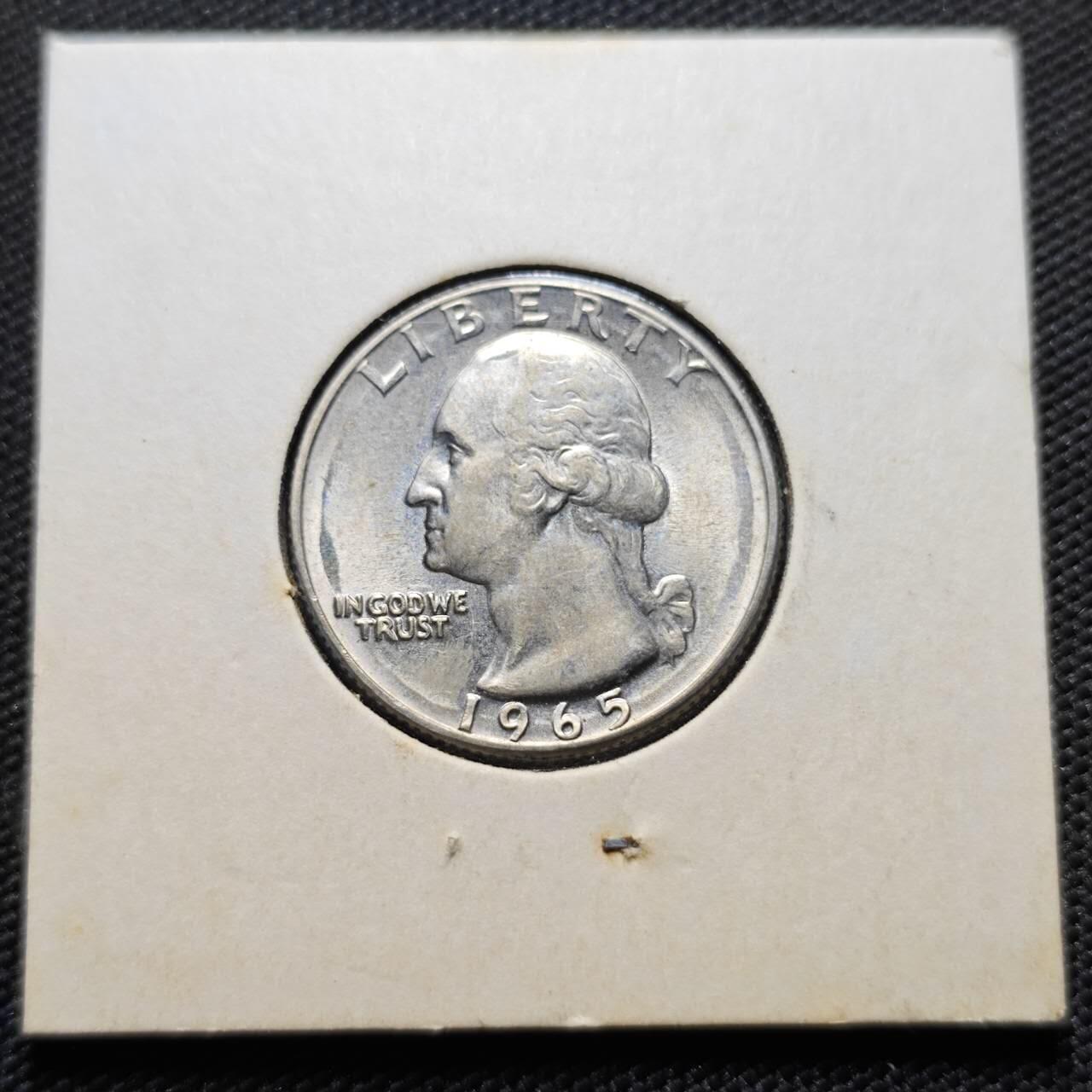 KK钱币收藏小铺  第406期 2月预留时间 周末发货  1965美国25分 好品