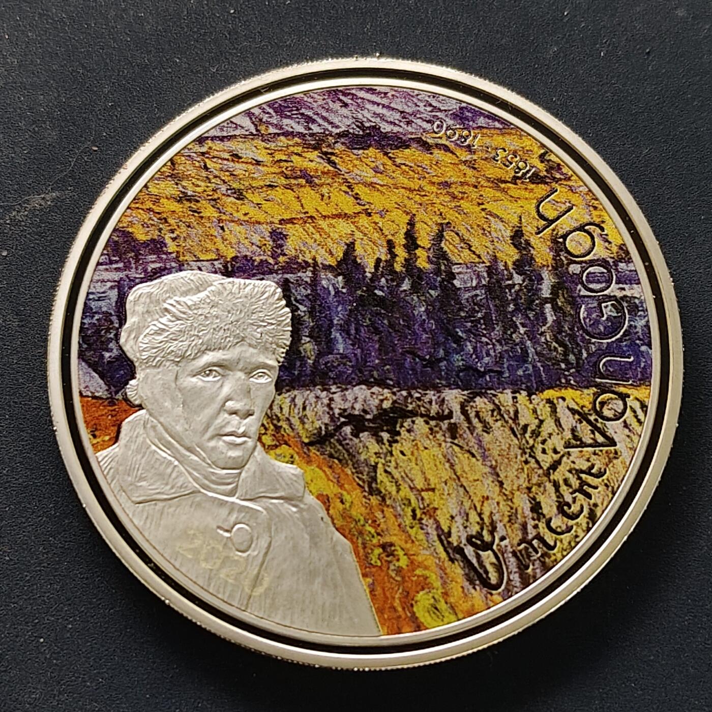 【全场包邮】纯粹捡漏拍515场 【稀少】加蓬2020年1000法郎文森特·梵·高杰作系列50毫米50克精制镀银纪念币-量2500