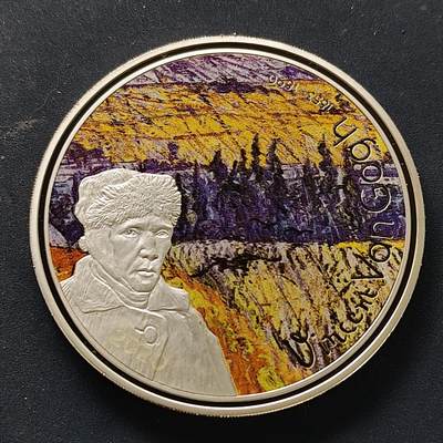 【全场包邮】纯粹捡漏拍515场 - 【稀少】加蓬2020年1000法郎文森特·梵·高杰作系列50毫米50克精制镀银纪念币-量2500