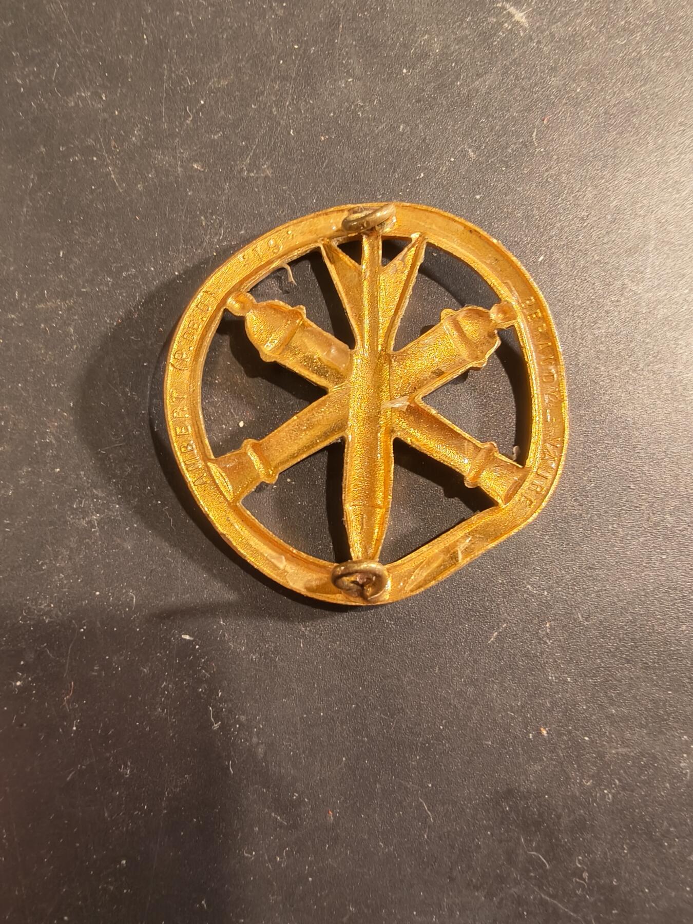 老王徽章第189期 法国炮兵贝雷帽徽   金色