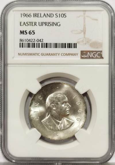 博洋堂“芳菲春韵”3月精品大拍专场暨第166期（全场包邮） - NGC MS65 爱尔兰1966年复活节起义10先令纪念银币