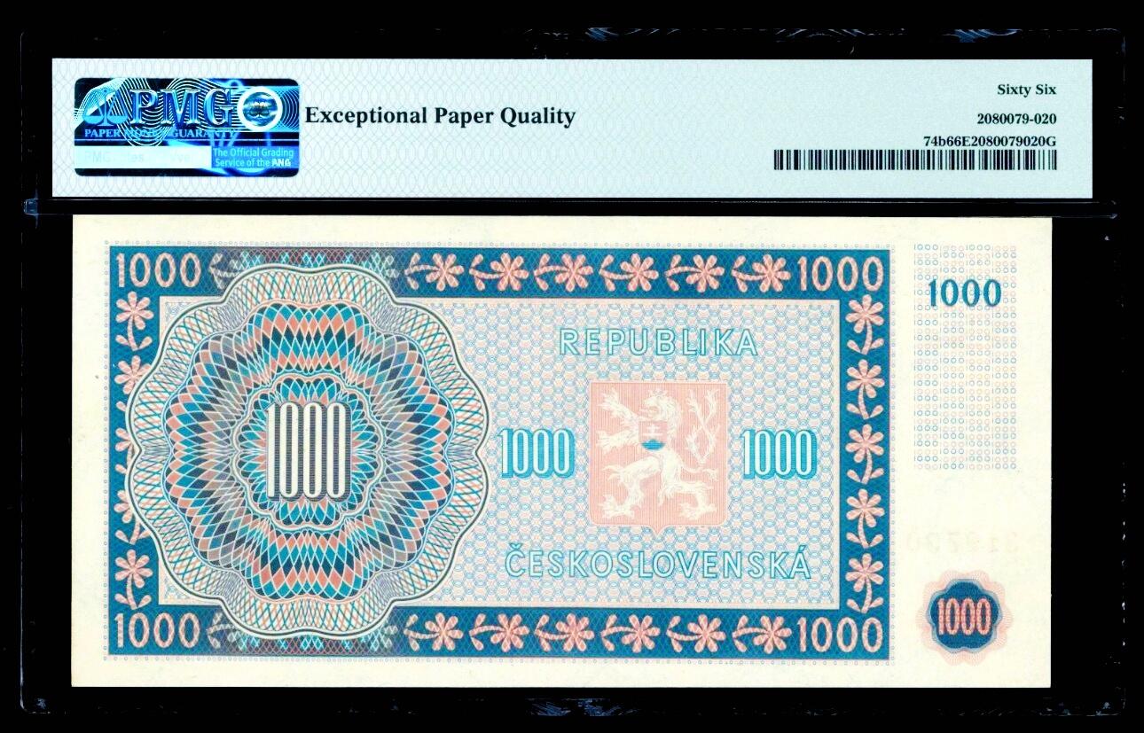 【Blue Auction】世界纸币精拍第799期——18级TOP拍卖/信誉/品质/专业/高效💫 【实钞】捷斯 1945年1000克朗 PMG66EPQ