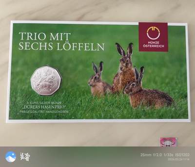 昊象达收藏银币拍卖第6场 - 奥地利精致银币三只兔子925银8.41克卡片装