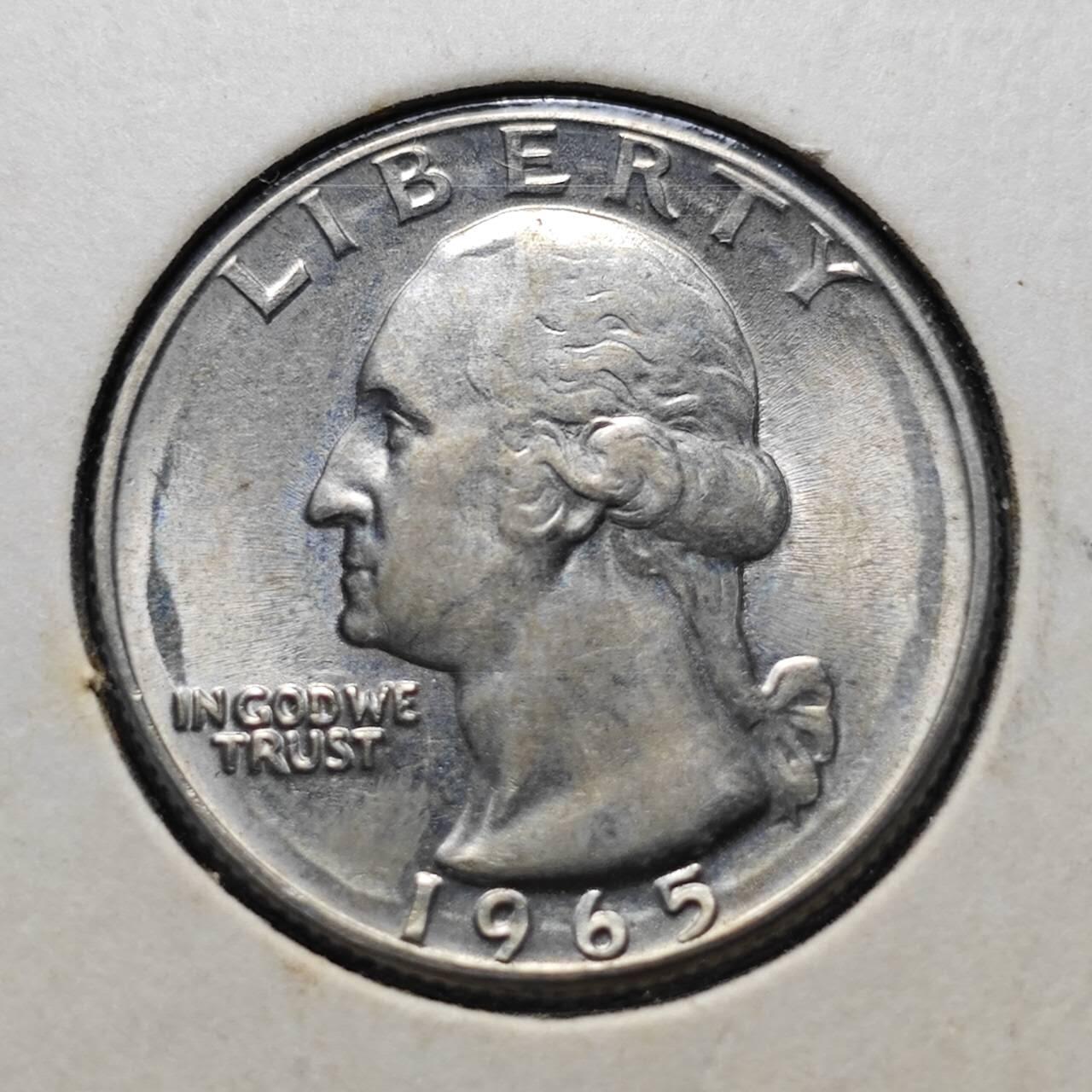 KK钱币收藏小铺  第406期 2月预留时间 周末发货  1965美国25分 好品