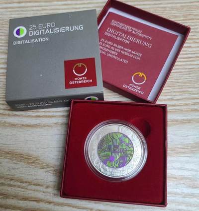 ❤️【币观天下】❤️ 第346期钱币拍卖场- 2026.3.27周五晚上6点半场 长期征集拍品  - 奥地利2025年全数字化银铌双金属币带证书包装