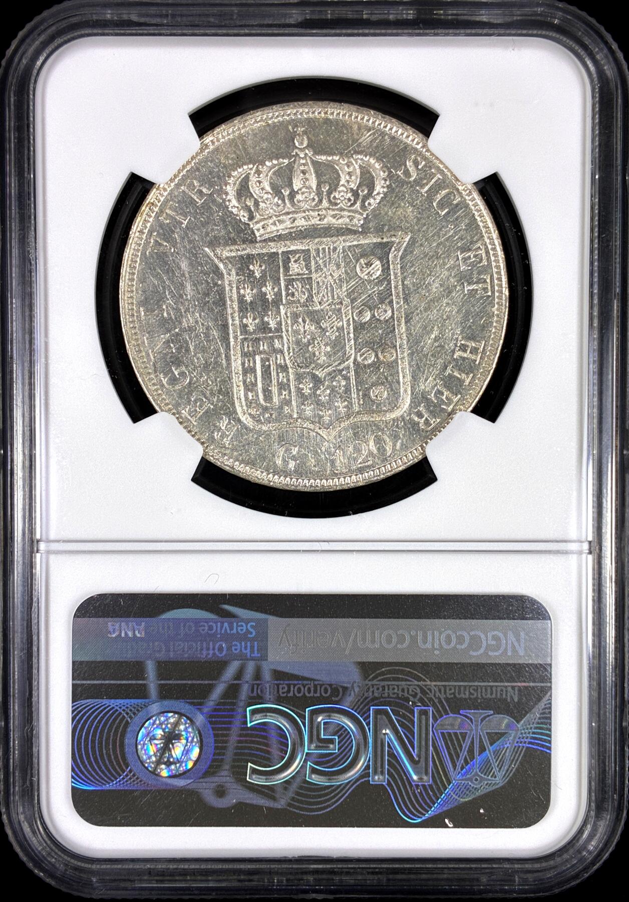 【雨安】【直播拍卖】【第0130期-评级币章】2026-03-28 周六 19:30 (金价981.33, 银价17.11) [评级欧洲] Italy 意大利 Naples&Sicily那不勒斯&西西里 120G KM#0370 (1851-1859) 1854年  NGC-MS61