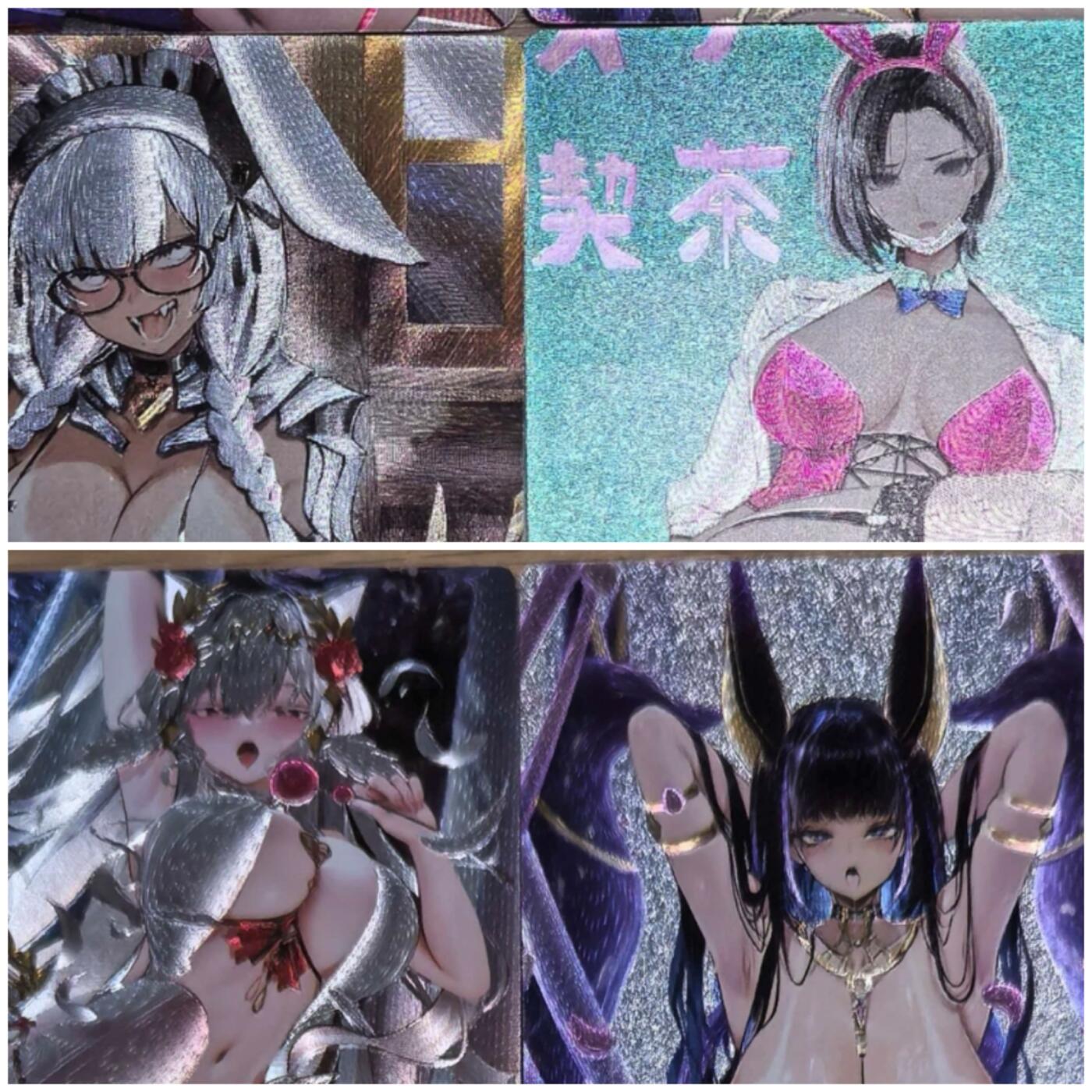 阳大大卡牌拍卖第106期（持续收拍品，周五晚上九点截拍，进群福利早知道） 奇点最新一弹大胸妹子粗闪裸卡四张