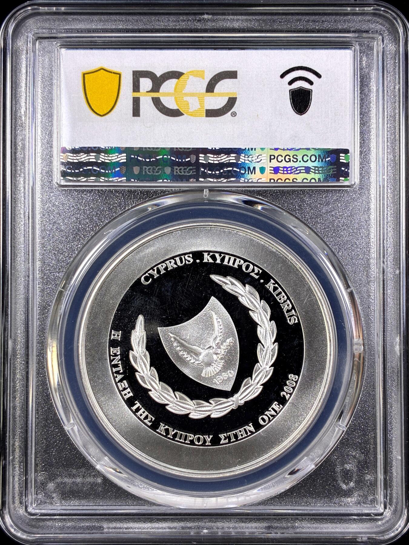 【雨安】【直播拍卖】【第0130期-评级币章】2026-03-28 周六 19:30 (金价981.33, 银价17.11) [评级欧元] Cyprus 欧元 塞浦路斯 5欧元 2008年 加入欧元区 PCGS-PR67DCAM 精制币