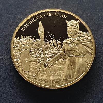 【全场包邮】纯粹捡漏拍515场 - 库克群岛2019年1元英国统帅系列反抗罗马统治领袖布狄卡女王精制镀金加厚50克纪念币