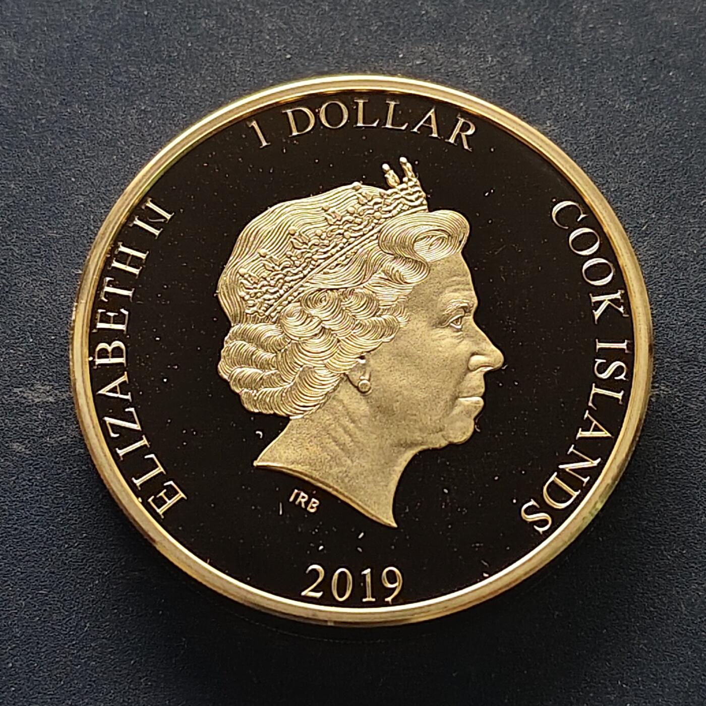 【全场包邮】纯粹捡漏拍515场 库克群岛2019年1元英国统帅系列十字军东征理查一世“狮心王理查”精制镀金加厚50克纪念币