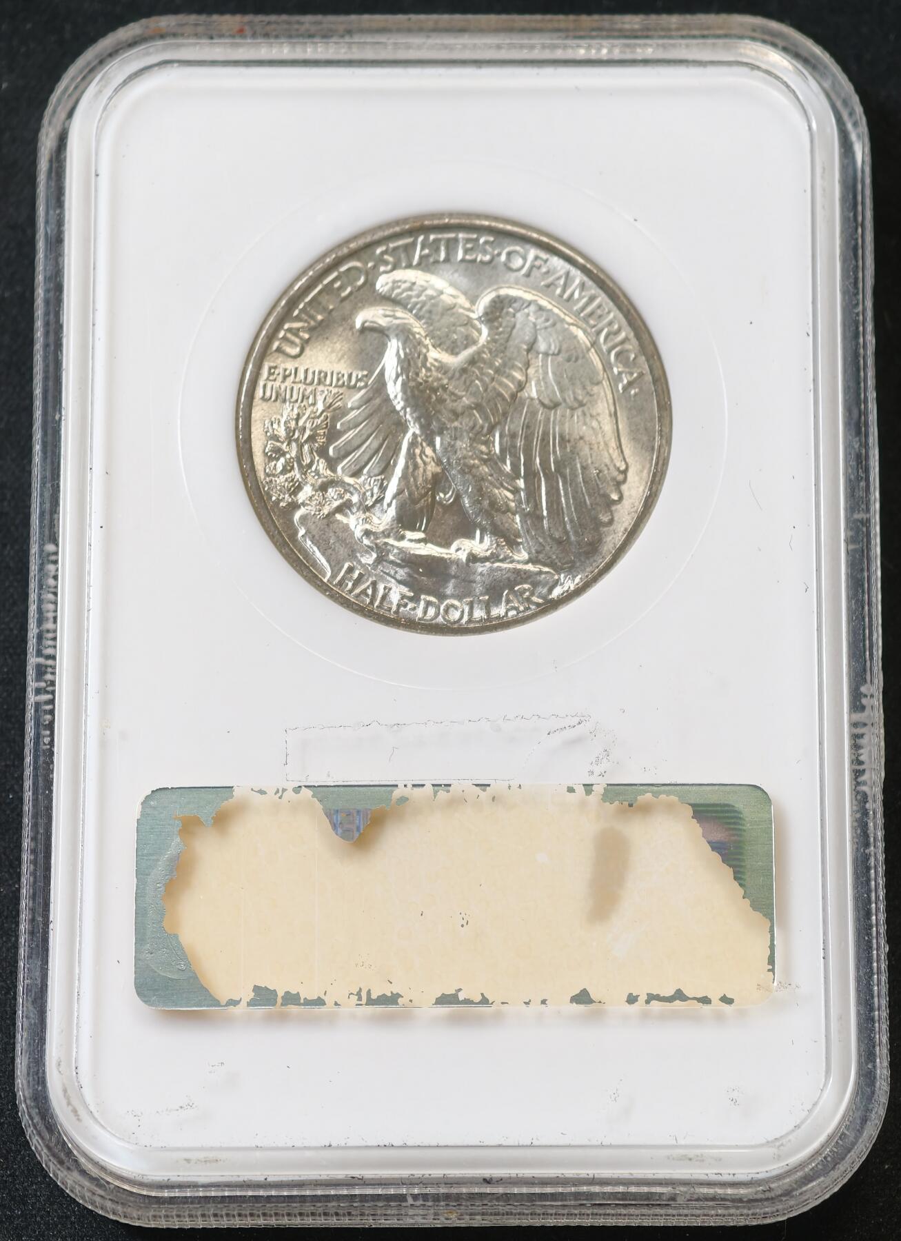 甄臻铺-世界币章拍卖（第56期），送拍享返佣金等优惠多多 NGC-MS65 1944年美国行走女神半美元，高分，老三明治盒子，质感超级好