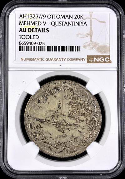 【雨安】【直播拍卖】【第0130期-评级币章】2026-03-28 周六 19:30 (金价981.33, 银价17.11) - [评级欧洲] Turkey 土耳其 奥斯曼帝国 穆罕默德五世 20K AH1327//9  NGC-AU