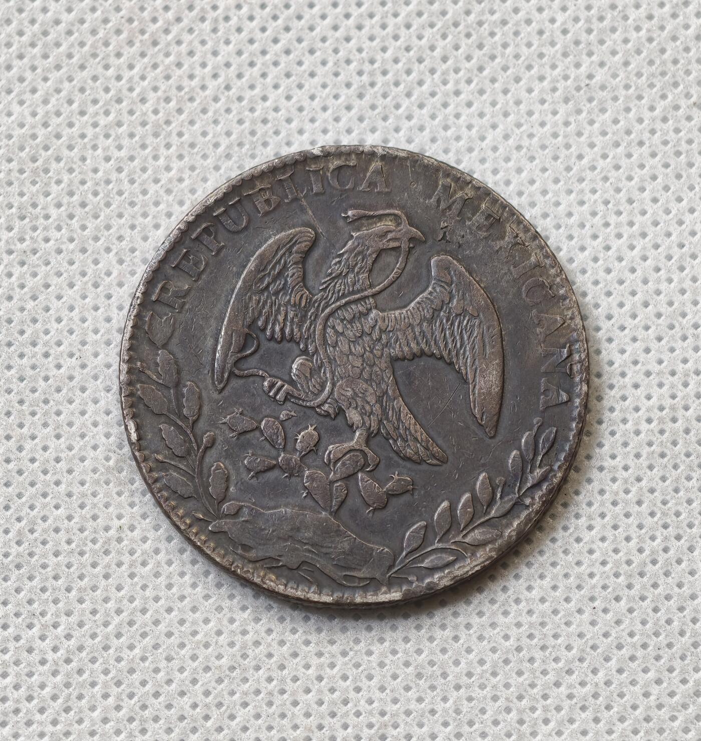 甄臻铺-世界币章拍卖（第56期），送拍享返佣金等优惠多多 1886 墨西哥花边鹰洋 go 5字戳，大老黑包浆