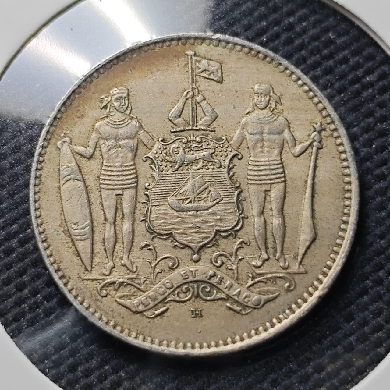 KK钱币收藏小铺  第406期 2月预留时间 周末发货  1921英属北婆罗洲1分镍币 人脸清楚