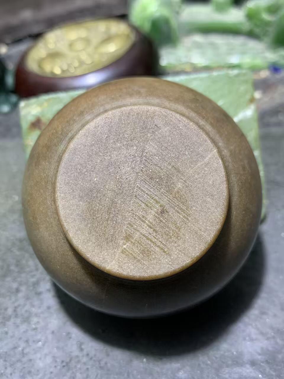 精美天然缅甸树化玉（木化玉）手工打磨小碗一个！