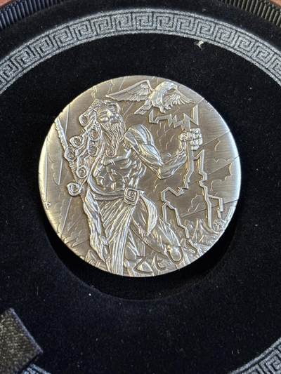 第195期拍卖 - 图瓦卢2014年奥林匹斯众神系列1宙斯高浮雕银币，999银，发行1500枚