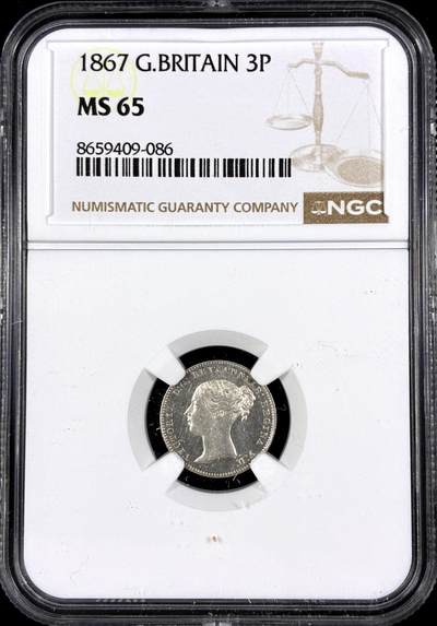 【雨安】【直播拍卖】【第0130期-评级币章】2026-03-28 周六 19:30 (金价981.33, 银价17.11) - [评级欧洲] Great Britain 英国 3便士 1867年 维多利亚  NGC-MS65