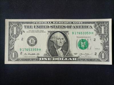 【游宝拍卖】丙午马年第15期 - 美国-1美元【SERIES-2013 B-纽约 全新UNC】