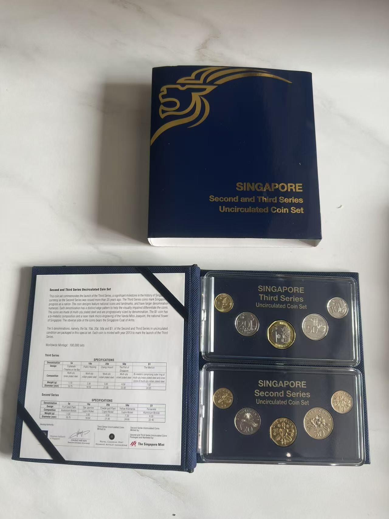 ❤️【币观天下】❤️ 第346期钱币拍卖场- 2026.3.27周五晚上6点半场 长期征集拍品  新加坡2013年新老版本交替官方原装套币 精致皮包装