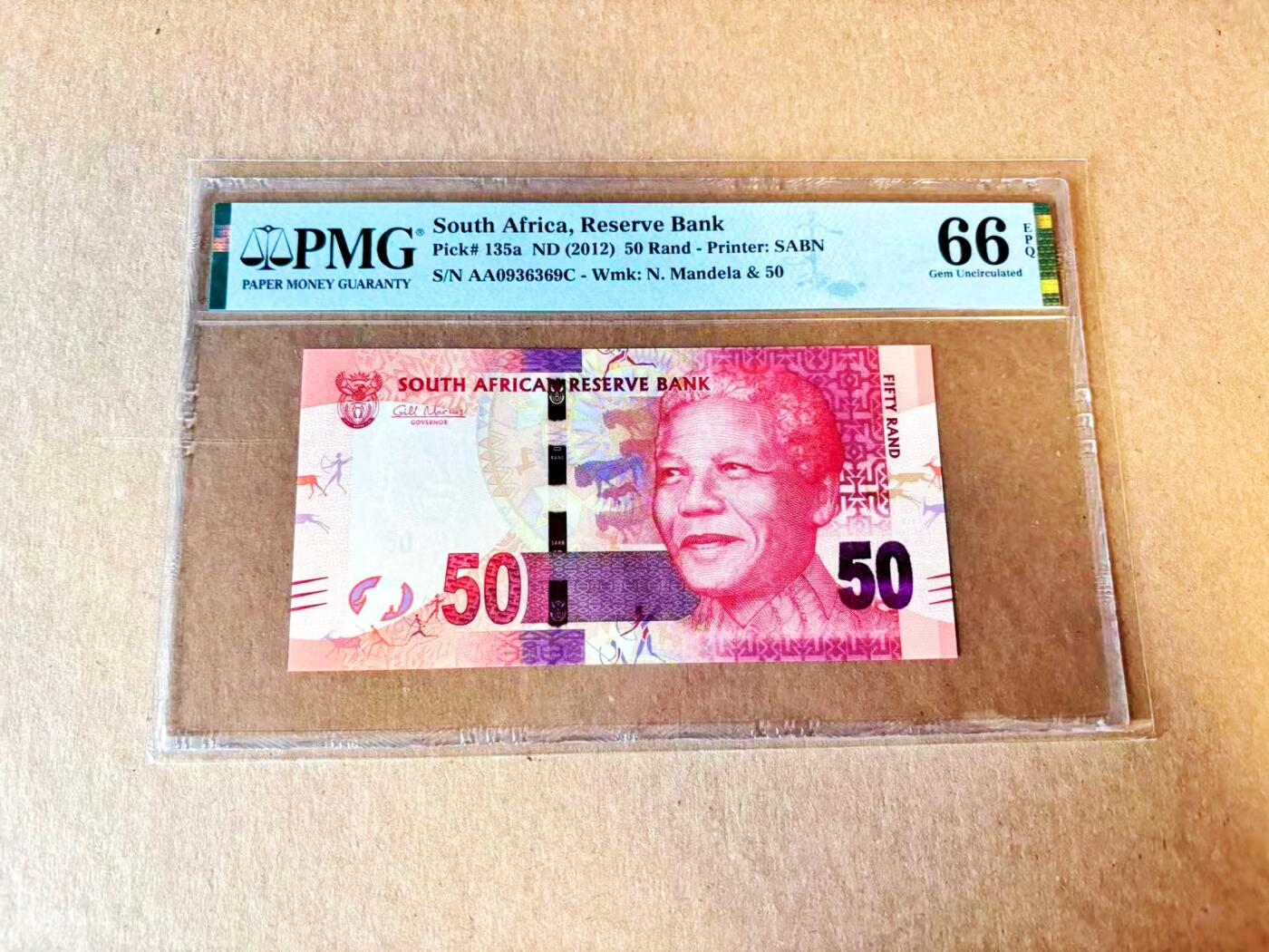 【Blue Auction】世界纸币精拍第799期——18级TOP拍卖/信誉/品质/专业/高效💫 【AAC首发冠无47】南非 2012年50兰特 PMG66EPQ
