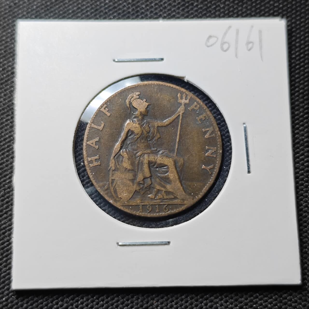 KK钱币收藏小铺  第406期 2月预留时间 周末发货  1916英国半便士铜币