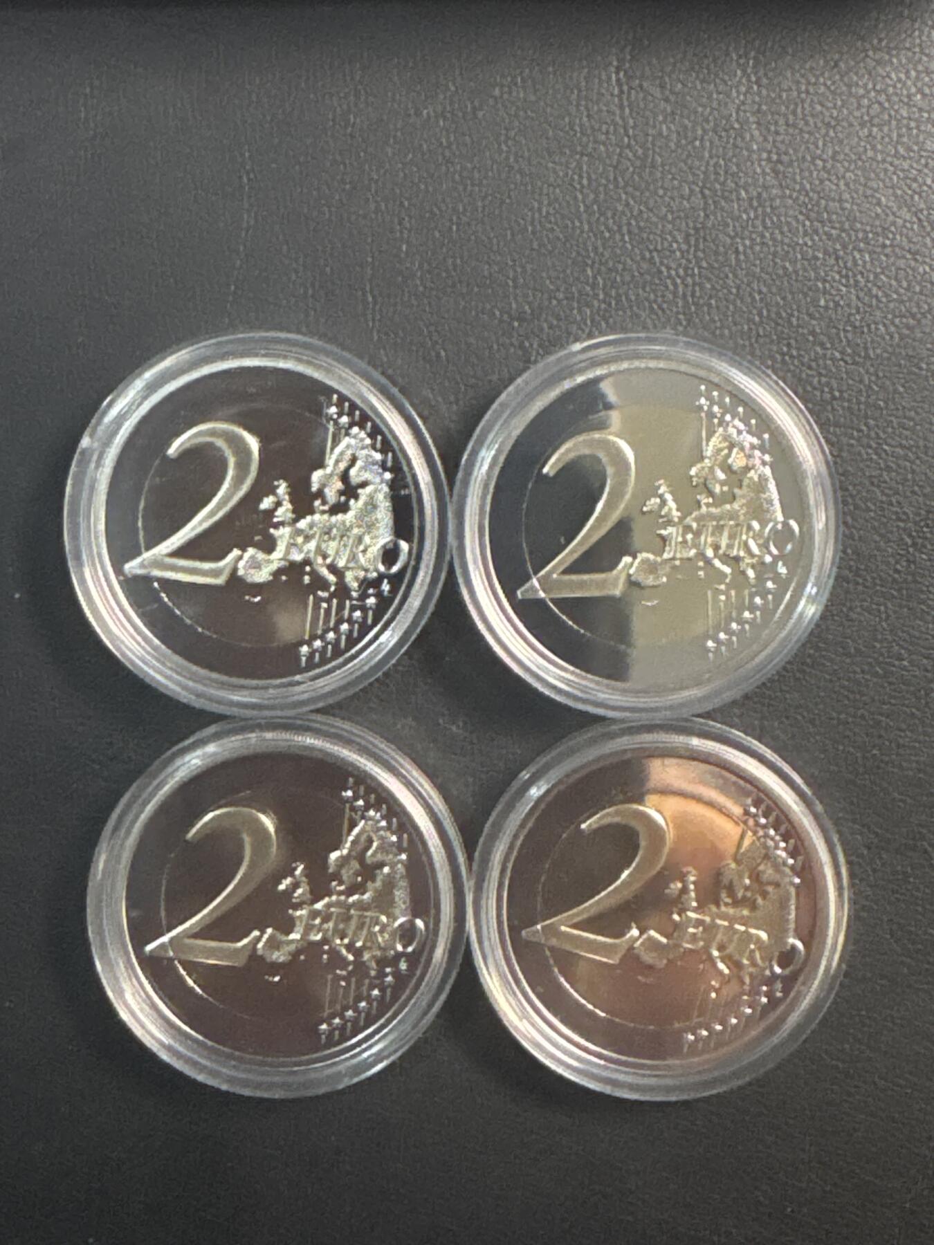 ❤️【币观天下】❤️ 第346期钱币拍卖场- 2026.3.27周五晚上6点半场 长期征集拍品  卢森堡 2024-2025 4枚2欧元反向精制纪念币 豪华木盒装带证书 发行量仅2500套