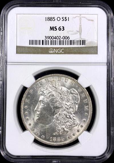 【雨安】【直播拍卖】【第0130期-评级币章】2026-03-28 周六 19:30 (金价981.33, 银价17.11) - [评级美洲] USA 美国 1美元 (1878-1921) 摩根 1885年O  NGC-MS63