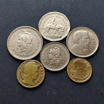 【全场包邮】纯粹捡漏拍514场 - 阿根廷1945-1963年散币6枚一组