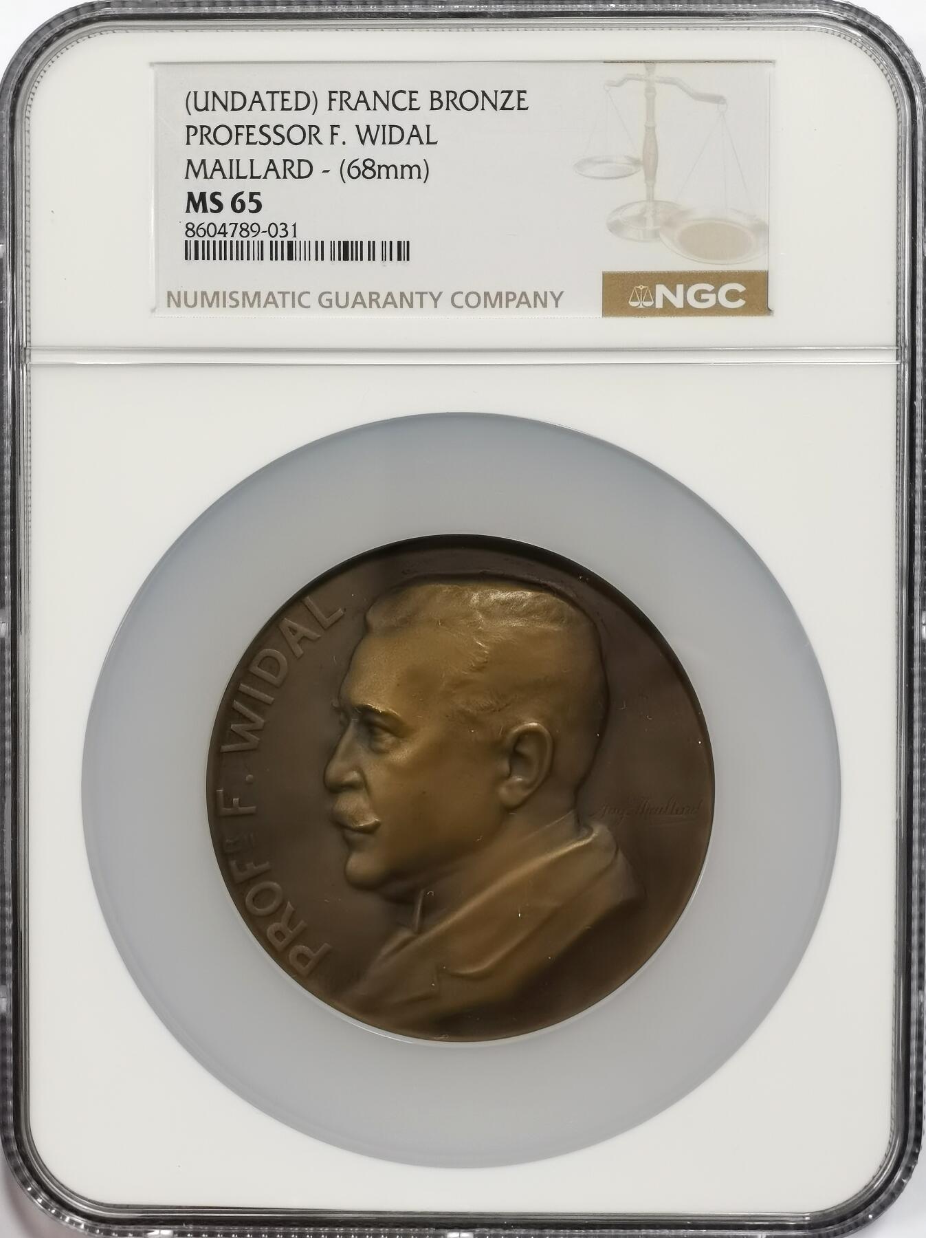 博洋堂“芳菲春韵”3月精品大拍专场暨第166期（全场包邮） NGC MS65 法国费利克斯·维达尔教授纪念大铜章，著名医生和微生物学家，68mm
