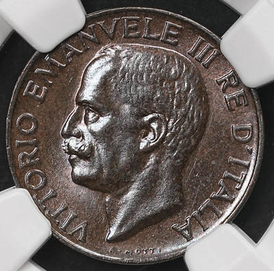 修遠堂世界钱币第109期 - NGC MS64BN 1936年意大利5分铜币，少见年份，特年