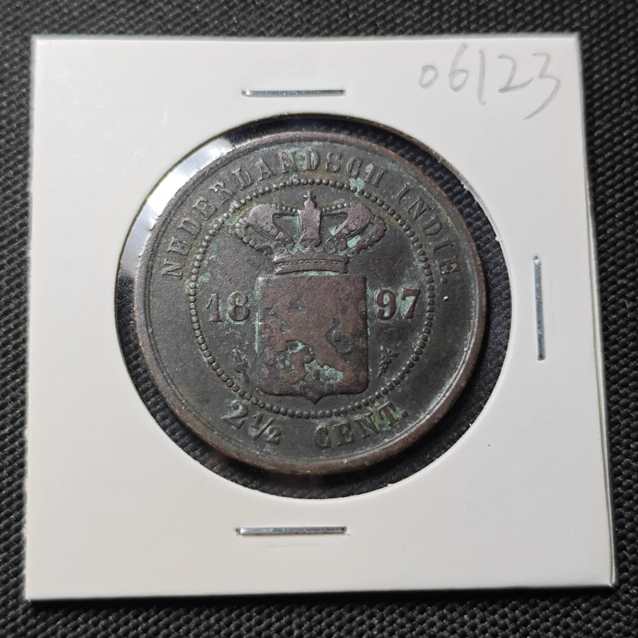 KK钱币收藏小铺  第406期 2月预留时间 周末发货  1897荷属东印度2.5分铜币