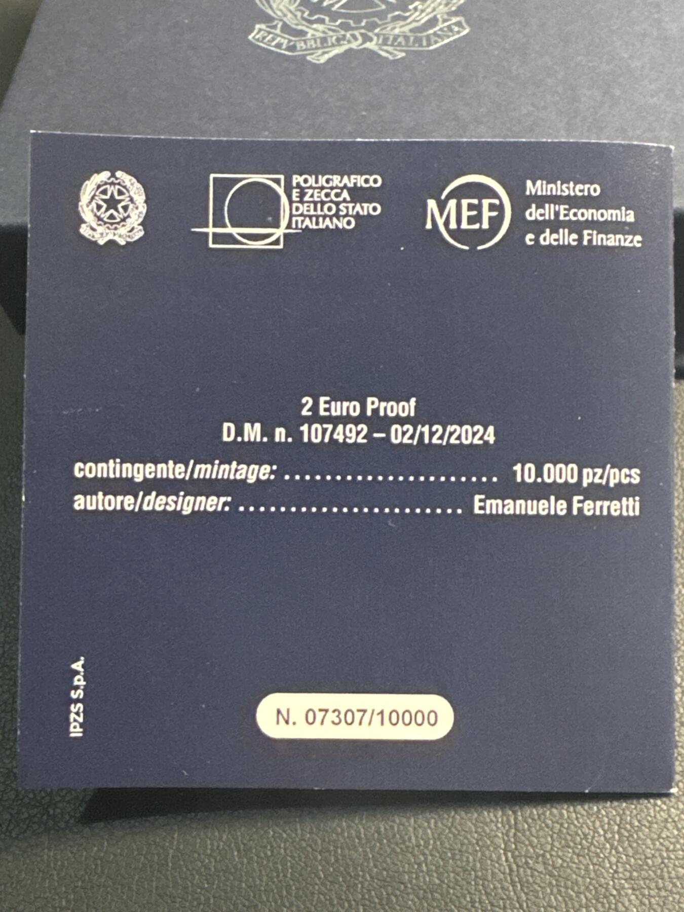 ❤️【币观天下】❤️ 第346期钱币拍卖场- 2026.3.27周五晚上6点半场 长期征集拍品  意大利2025年 韦斯普奇号环球航行 2欧元精制纪念币 盒证齐全